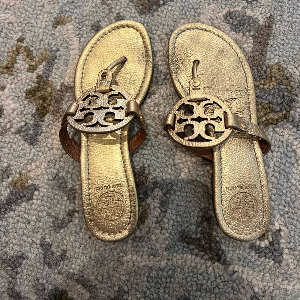 Tory Burch Metallic Thong Miller Sandals - Gold